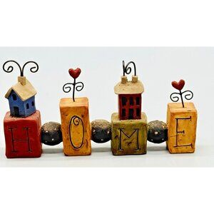 Blossom Bucket HOME Prim Block Sign Hearts Houses Curly Wire Dotted Beads Suzi